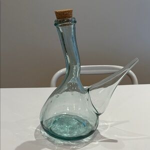 Spanish Porrón Glass Wine Decanter Aerator with Cork